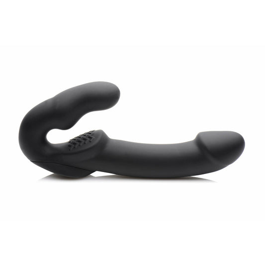 Evoke Rechargeable Vibrating Silicone Strapless Strap on - Black