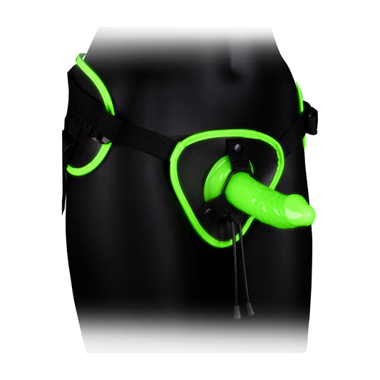 Bonded Leather Strap-on With Silicone Dildo 5.7 Inch - Glow in the Dark OU-OU764GLO
