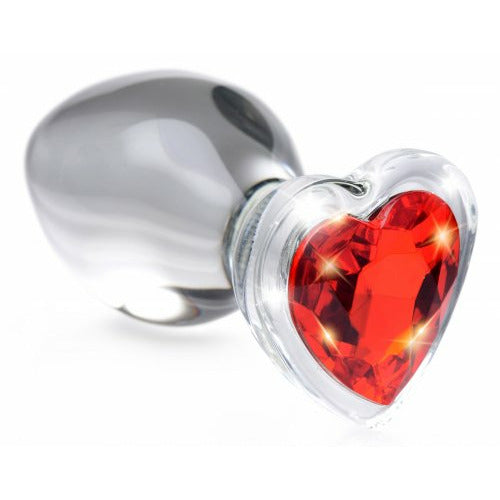 Red Heart Gem Glass Anal Plug - Medium BTYS-AG432-MED