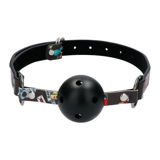 Breathable Ball Gag - Old School Tattoo Style - Black OU-OU445BLK